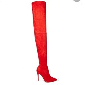 Steve Madden Dominique red suede thigh high boot
